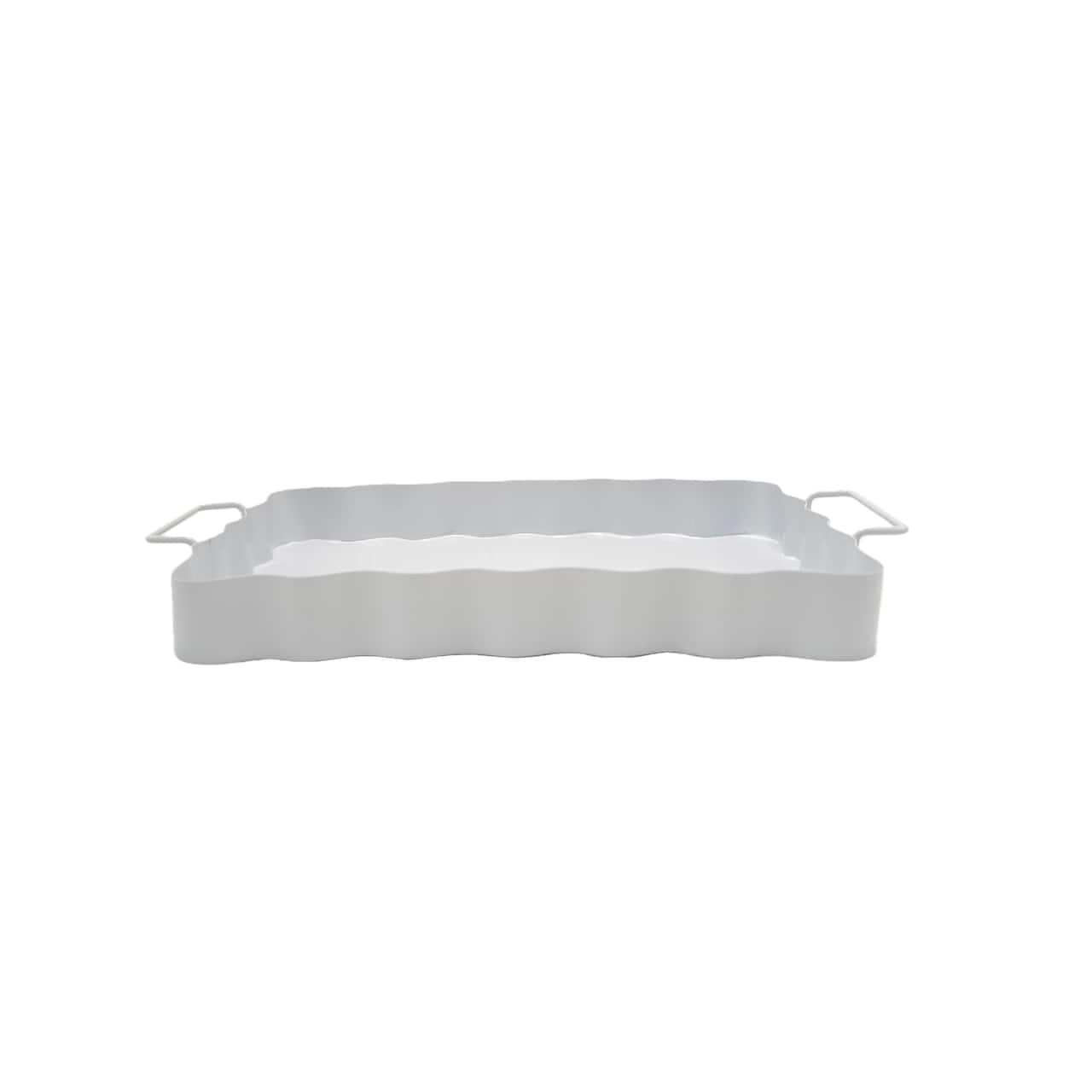 14" White Wavy-Edge Decorative Metal Tray by Ashland®